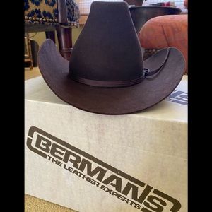 Original Berman's Leather 100% Imported Fur Brown Cowboy Hat NIB